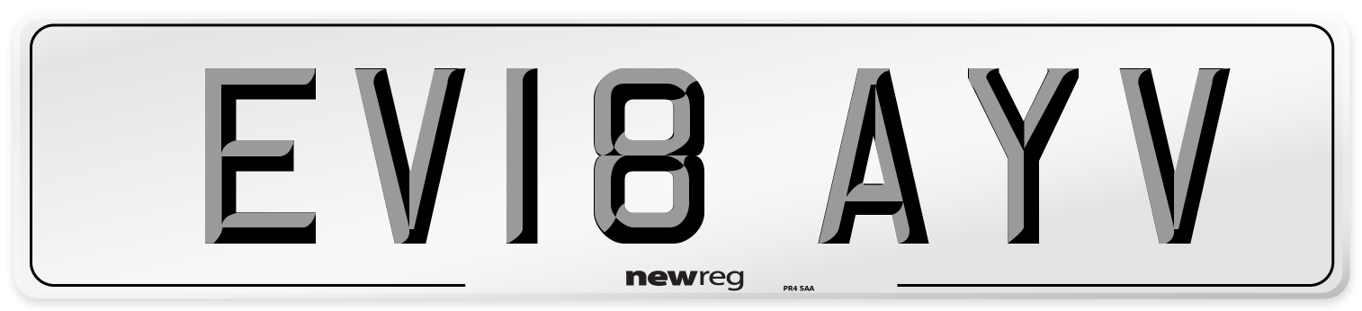 EV18 AYV Number Plate from New Reg